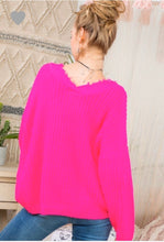 Hot Pink Frayed Multi-way Sweater
