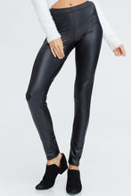 faux leather leggings with an elastic waistband. perfect for any casual outfit or dressed up for a night out on the town