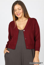 Plus size Burgundy cropped bolero cardigan with buttons. Perfect for church or over a maxi dress. Ultra high quality