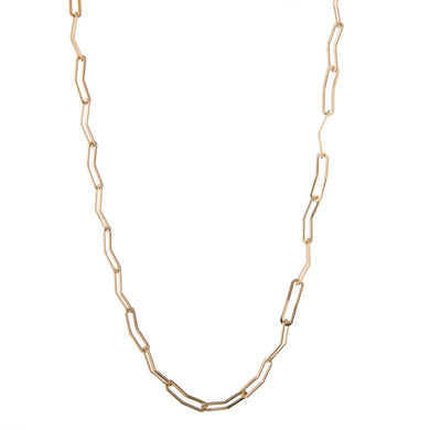 Lightweight gold brass curved cable chain necklace
