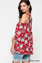 Red Cold Shoulder Ruffle Top