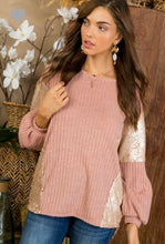 Blush and Sequin Drop Shoulder Sweater