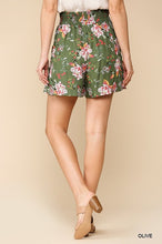 Olive Smocked Waist Tassel Floral Shorts