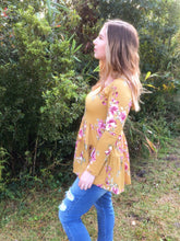 Mustard Floral Long Sleeved Tiered Top