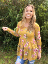 Mustard Floral Long Sleeved Tiered Top