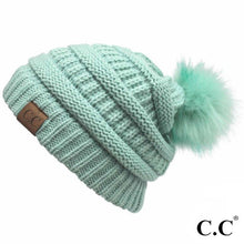 Solid C.C. Beanie With Matching Faux Fur Pom