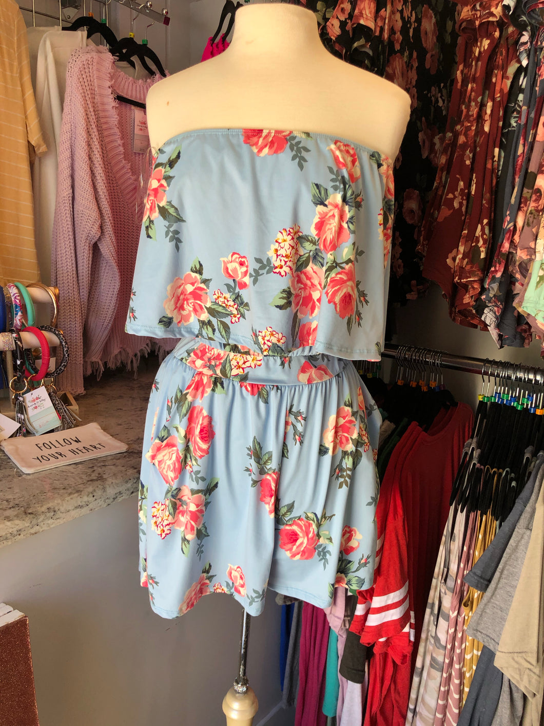 Light Blue Romper With Pockets