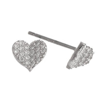 gold dipped and cubic zirconia sweetheart studs. white gold rhinestone jeweled heart shapped stud earrings