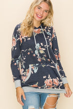 Lightweight Navy and Floral Hoodie