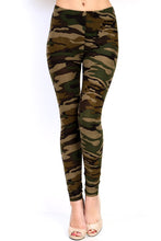 full- length one size- Women's 0-14 and plus size- women's 14-20 mix print camo leggings are so soft, stretchy, lightweight, and have a 1" inch waistband. smooth fabric, 92% Nylon 8% spandex 