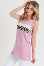 Blush Sleeveless Tank Top with Ivory and Leopard Detail