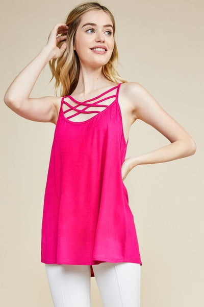 EXPRESS Women's Tank Top Shirt pink body-suit Criss Cross sleeveless snaps  Blush