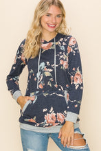 Lightweight Navy and Floral Hoodie